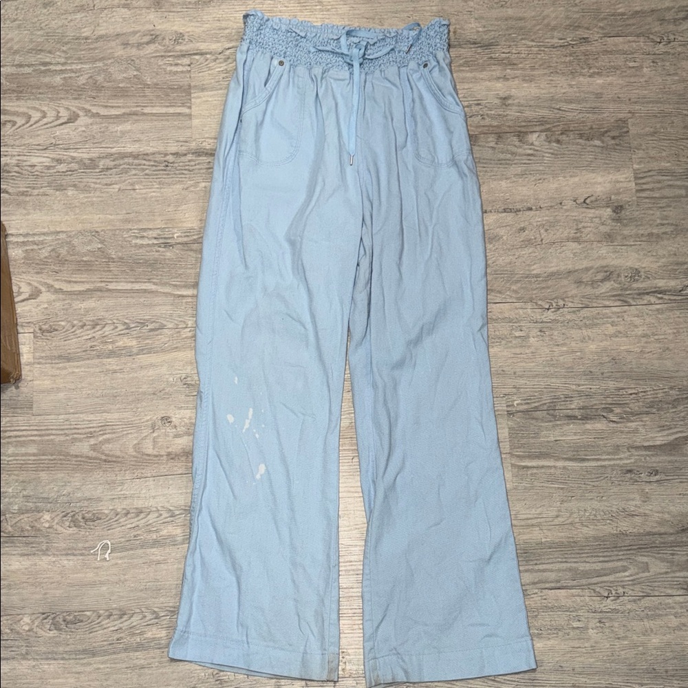 Ciso Light Blue Wide Leg Pants with Drawstring Waist